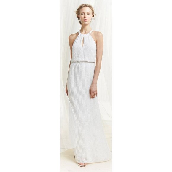 Parker Dresses & Skirts - Parker Sequin White Halter Maxi Dress Size 4 $594 Slit Wedding Prom Formal NWT